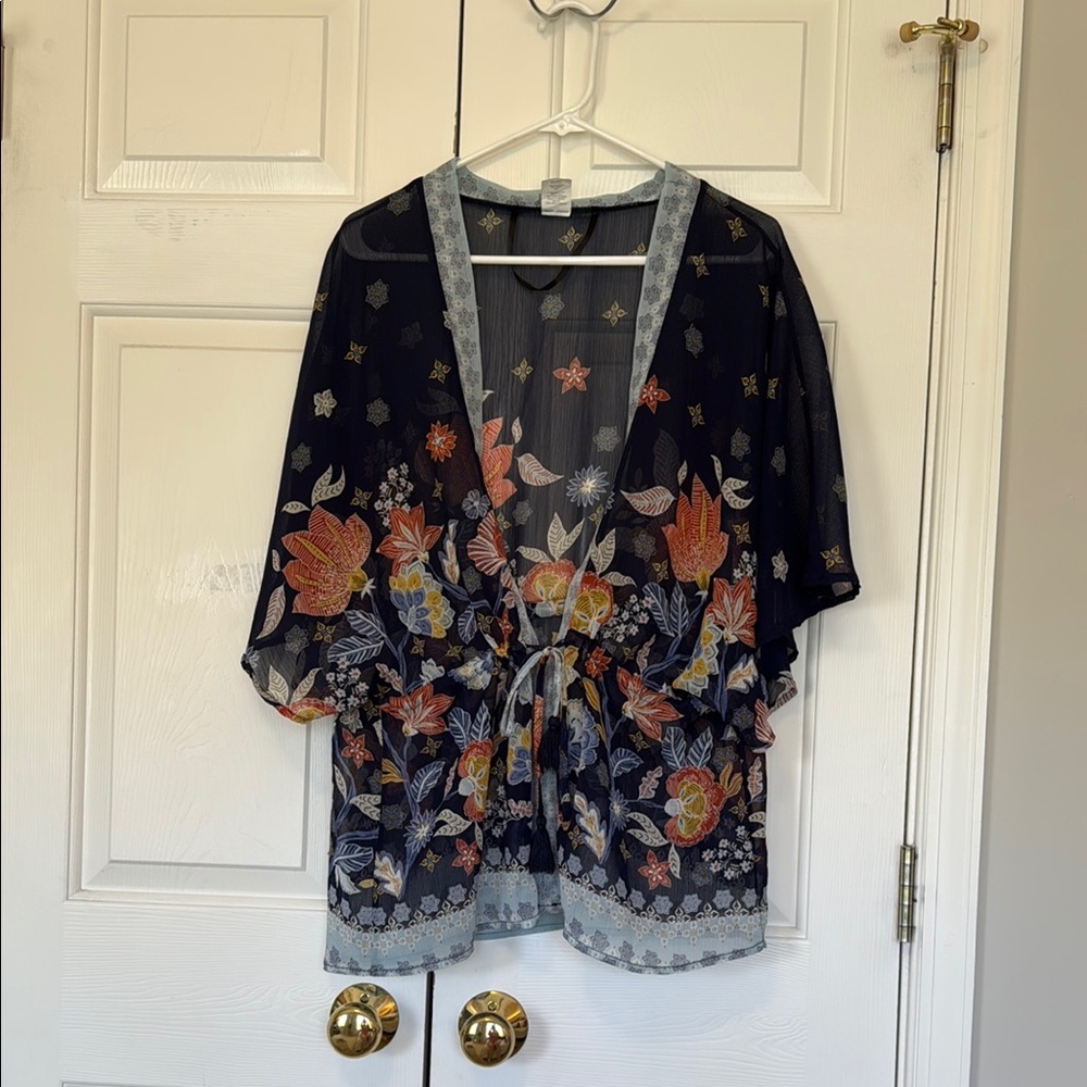 Christopher & Banks Floral Sheer Kimono OS